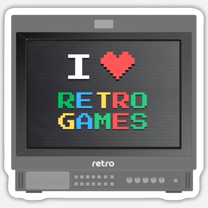 PVM Lover - Retrogames (Noir) - Sticker taille S (10 x 10 cm) - blanc mat