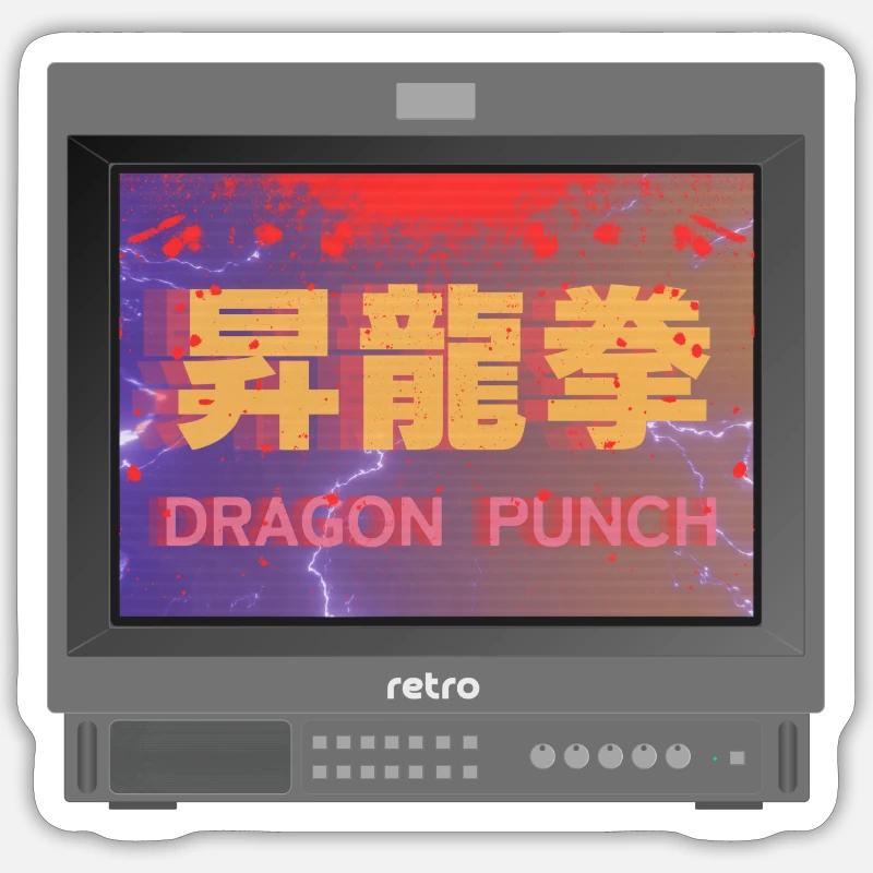 Retrogaming - Dragon Punch - Sticker Größe S (10 x 10 cm) - Mattweiß