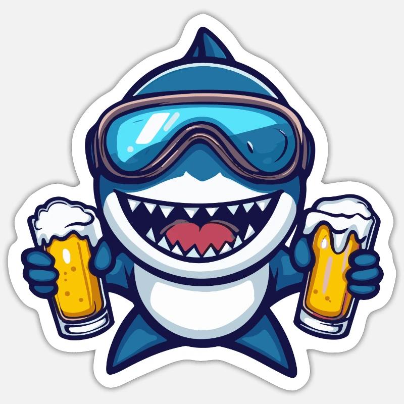 Bière Shark Ski - Sticker taille S (10 x 10 cm) - blanc mat