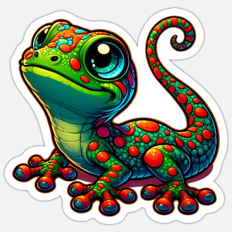 Gecko - Sticker Größe S (10 x 10 cm) - Mattweiß