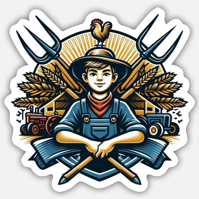 Logo du garçon du village - Sticker taille S (10 x 10 cm) - blanc mat