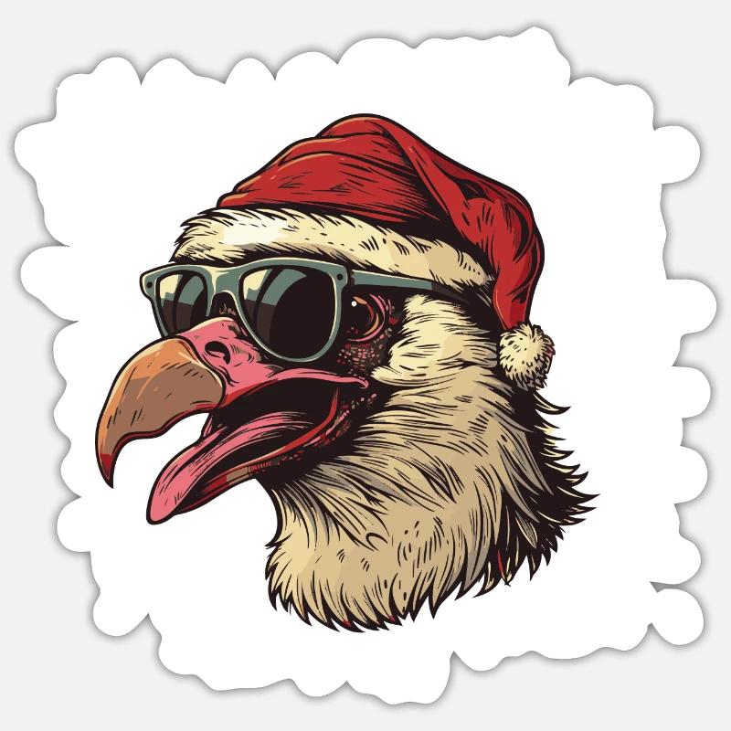 Harpie oiseau Noël drôle - Sticker taille S (10 x 10 cm) - blanc mat