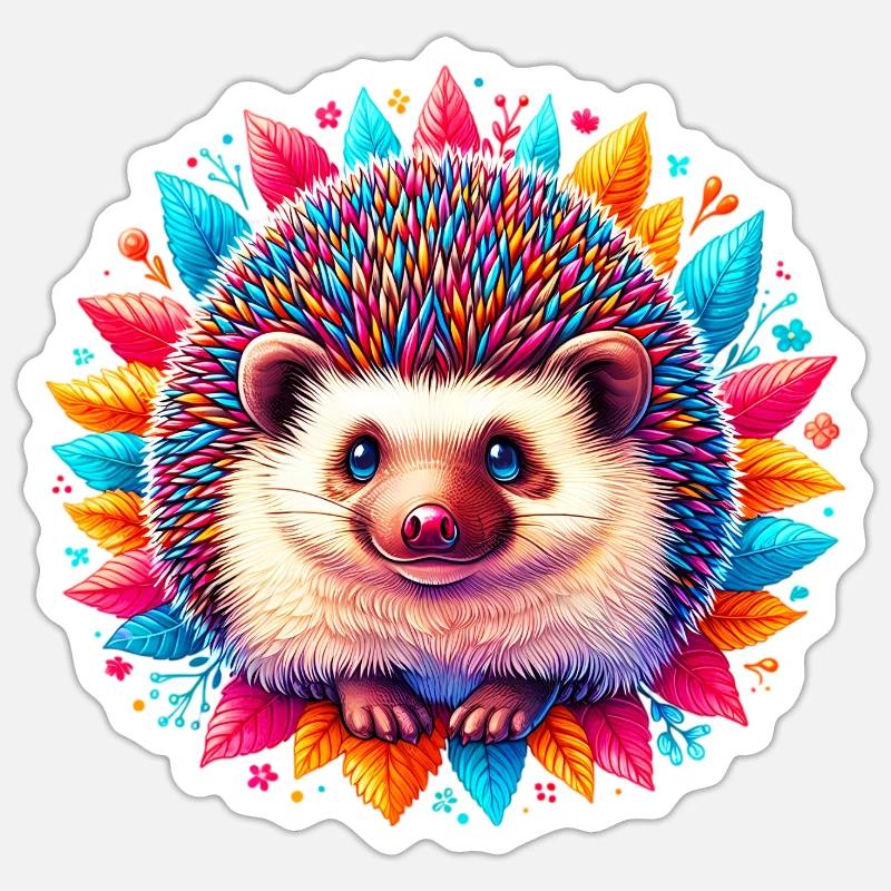 Hérisson - Sticker taille S (10 x 10 cm) - blanc mat