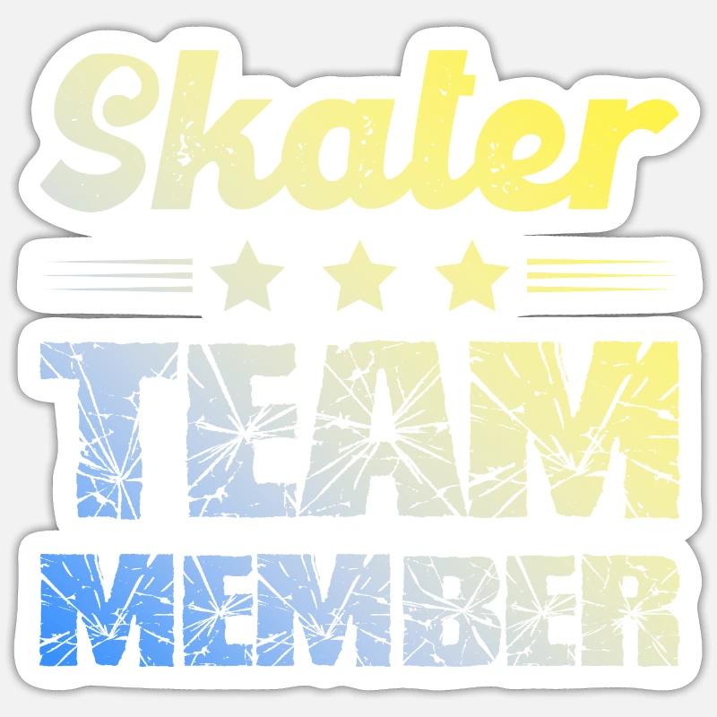 Équipe de patineurs - Sticker taille S (10 x 10 cm) - blanc mat