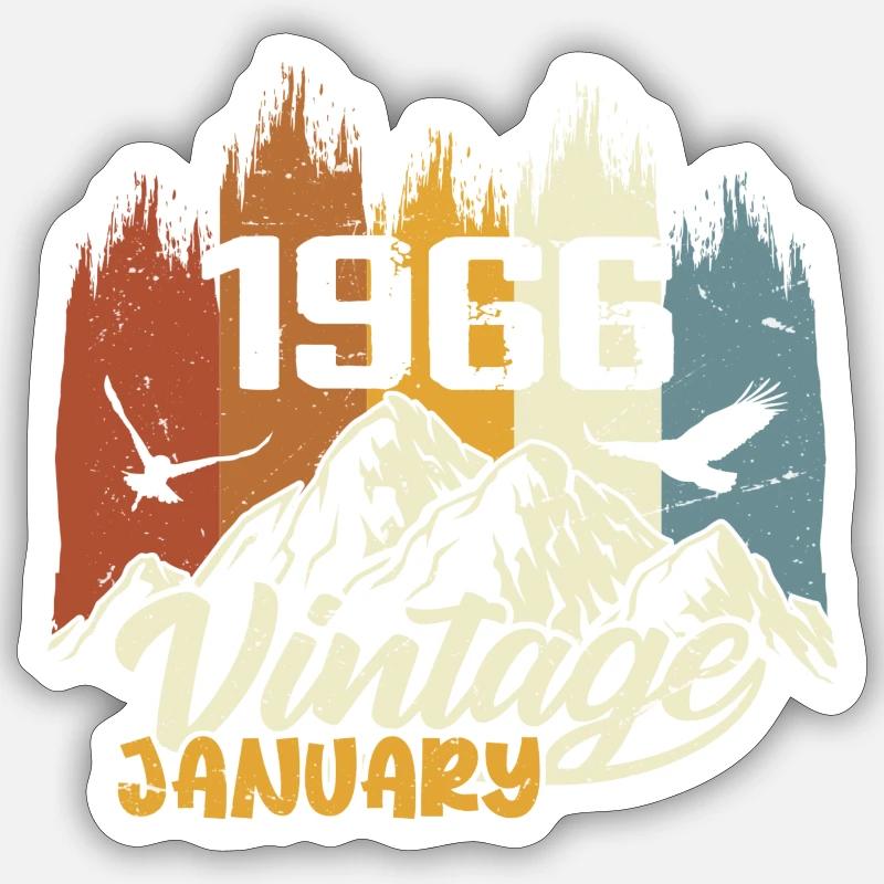 Geburtstag Januar 1966 - Geschenk Januar 1966 - Sticker Größe S (10 x 10 cm) - Mattweiß