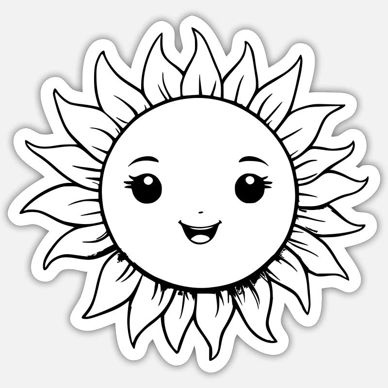 Sun Outlines - Sticker size S (10 x 10 cm) - white matte