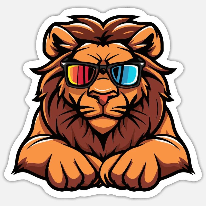 Löwe Tier - Sticker Größe S (10 x 10 cm) - Mattweiß