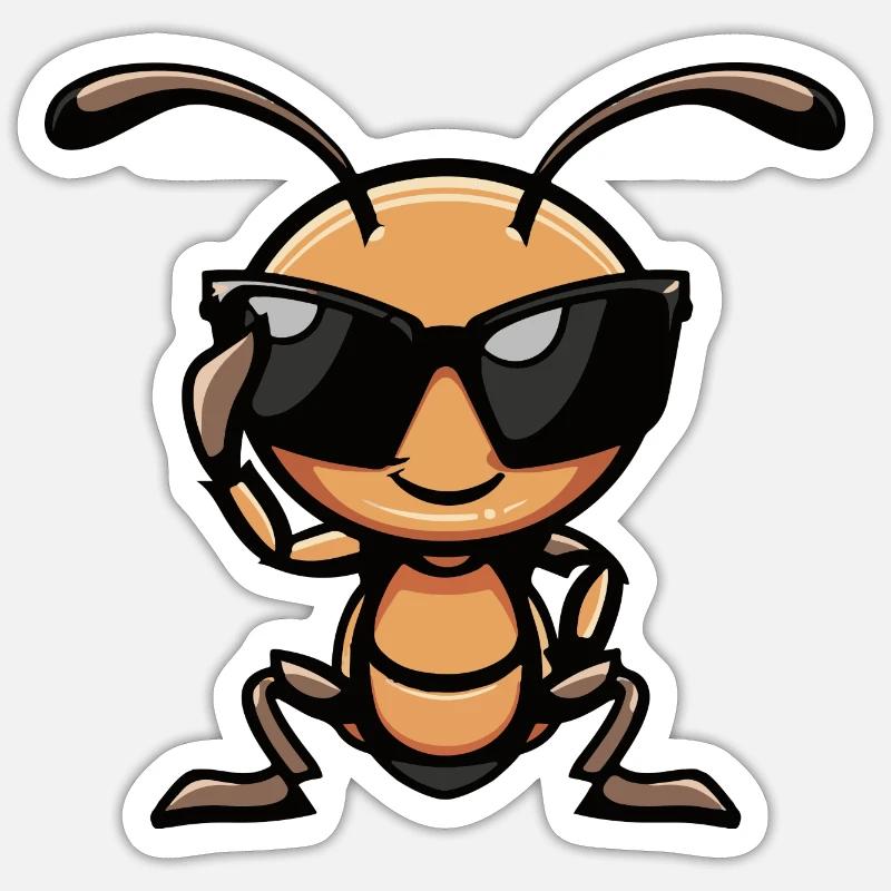 fourmi - Sticker taille S (10 x 10 cm) - blanc mat
