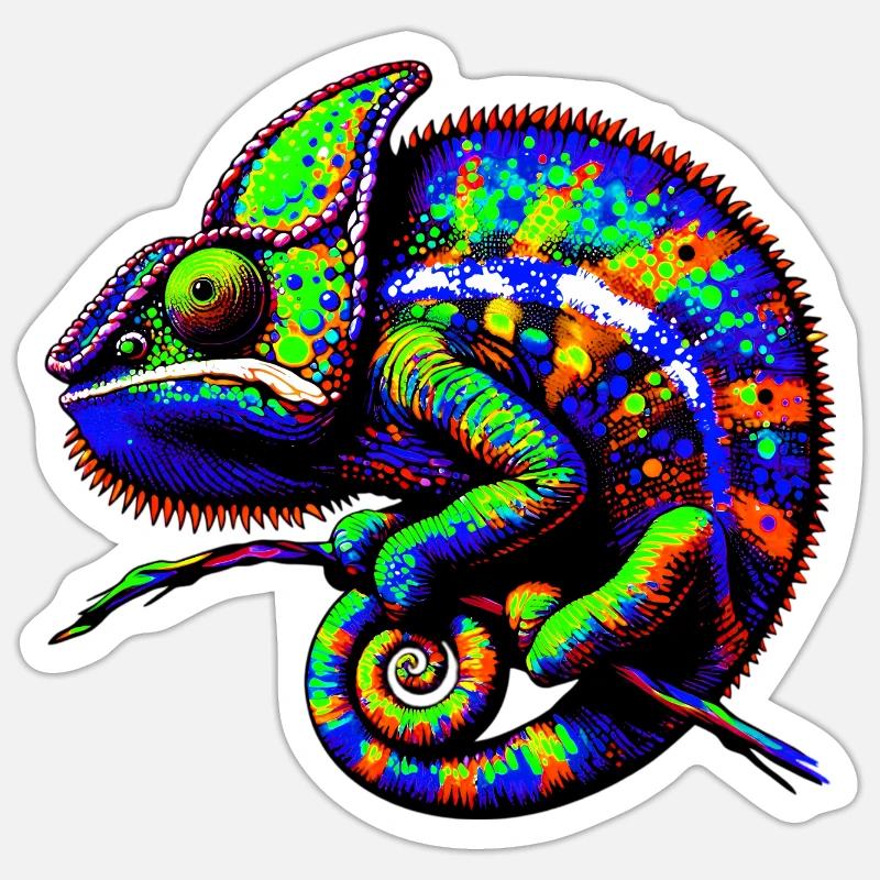 Caméléon - Sticker taille S (10 x 10 cm) - blanc mat