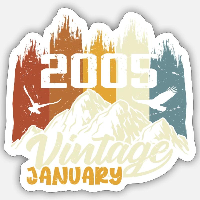 Geburtstag Januar 2005 - Geschenk Januar 2005 - Sticker Größe S (10 x 10 cm) - Mattweiß