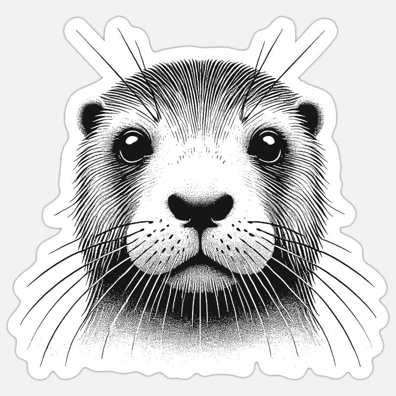 Loutre de rivière eurasienne - Sticker taille S (10 x 10 cm) - blanc mat