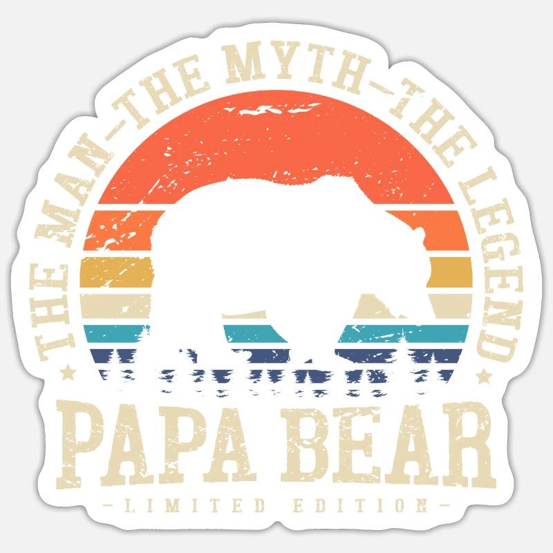 Papa Bear - Sticker Größe S (10 x 10 cm) - Mattweiß