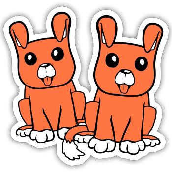 2 chiens équipe assis deux amis équipage heureux - Sticker taille S (10 x 10 cm) - blanc mat - Devant