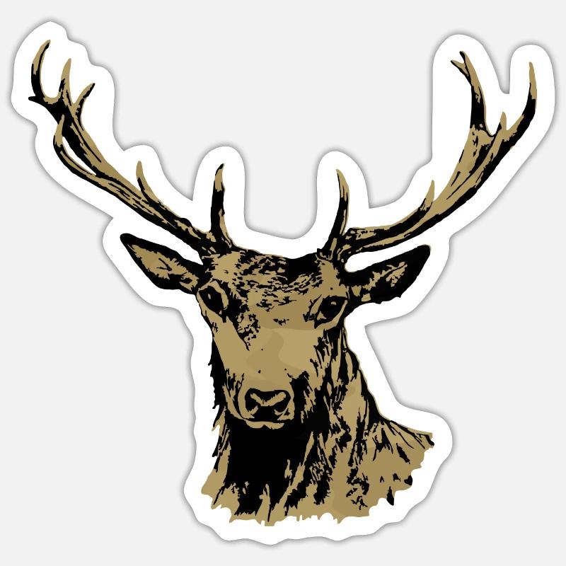 Cerf - Sticker taille S (10 x 10 cm) - blanc mat