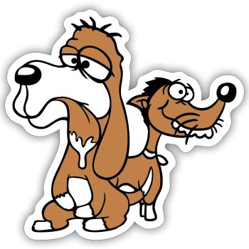 2 dogs team stupid two friends crew unhappy - Sticker size S (10 x 10 cm) - white matte - Front