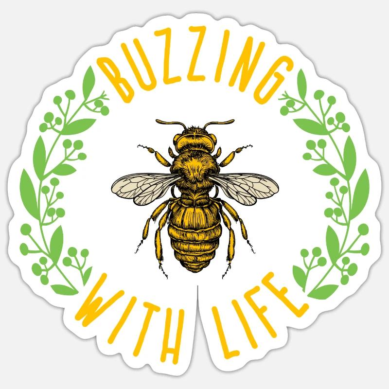 Buzzing with bees Sticker size S (10 x 10 cm)