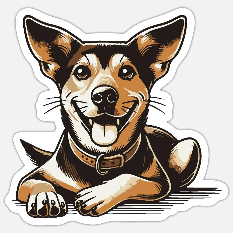 Chien de Caroline - Sticker taille S (10 x 10 cm) - blanc mat