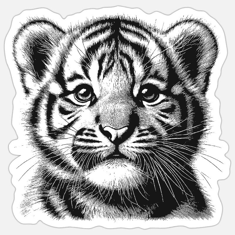 Tigre - Sticker taille S (10 x 10 cm) - blanc mat