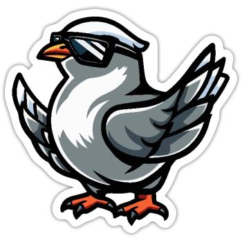 Taube Vogel Cool Comic - Sticker Größe S (10 x 10 cm) - Mattweiß - Vorne
