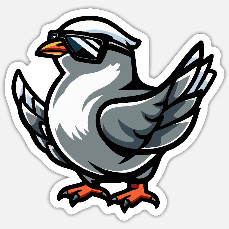 Colombe oiseau bande dessinée cool Sticker taille S (10 x 10 cm)