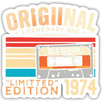 Original 1974, Legendary since 1974 Vintage 1974 - Sticker size S (10 x 10 cm) - white matte - Front
