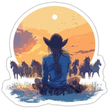 Pferd Pferde Reiten Reiterin 18 - Sticker Größe S (10 x 10 cm) - Mattweiß - Vorne