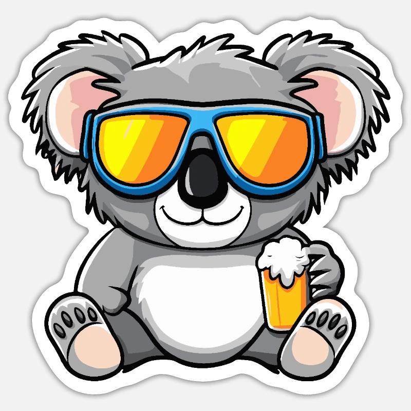 Bière après-ski Koala - Sticker taille S (10 x 10 cm) - blanc mat
