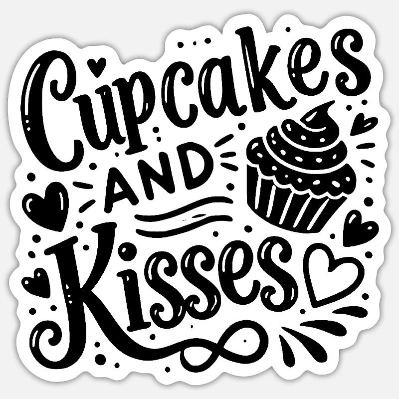 Cupcakes et bisous Sticker taille S (10 x 10 cm)