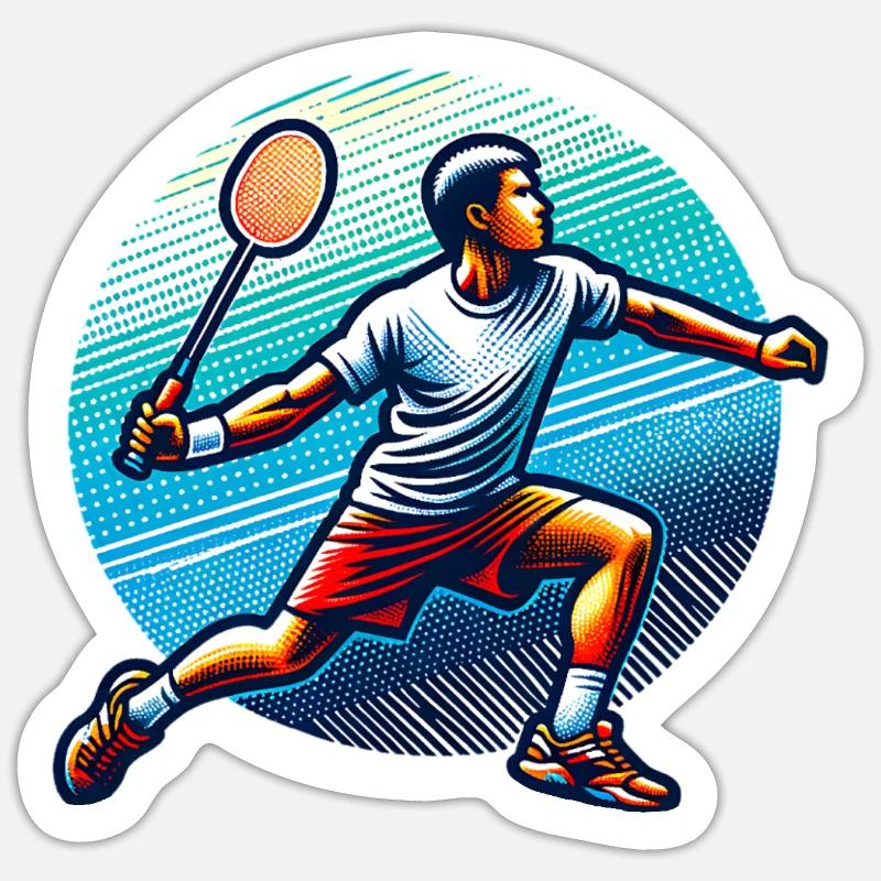 Badminton - Sticker taille S (10 x 10 cm) - blanc mat