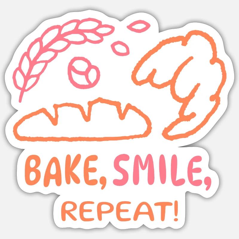 Cuisinez, souriez, répétez ! - Sticker taille S (10 x 10 cm) - blanc mat
