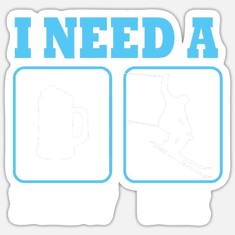 Ski Skiurlaub - Sticker Größe S (10 x 10 cm) - Mattweiß