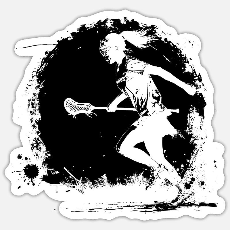 Lacrosse Player - Sticker size S (10 x 10 cm) - white matte