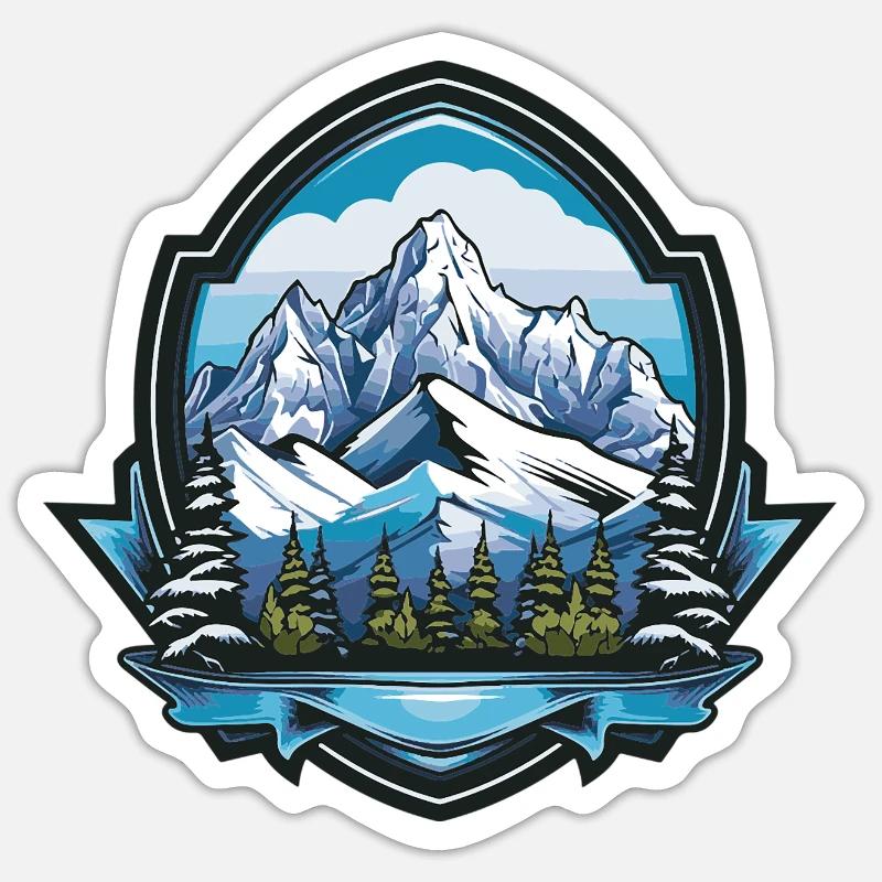 Mountains icon - Sticker size S (10 x 10 cm) - white matte