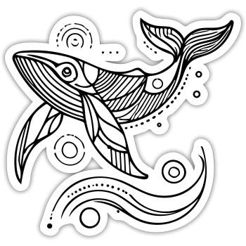 Spirit of the Ocean – Geometrischer Zen Wal - Sticker Größe S (10 x 10 cm) - Mattweiß - Vorne
