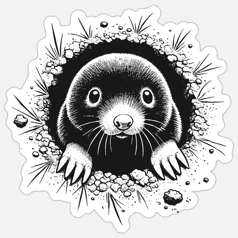 Maulwurf - Sticker Größe S (10 x 10 cm) - Mattweiß