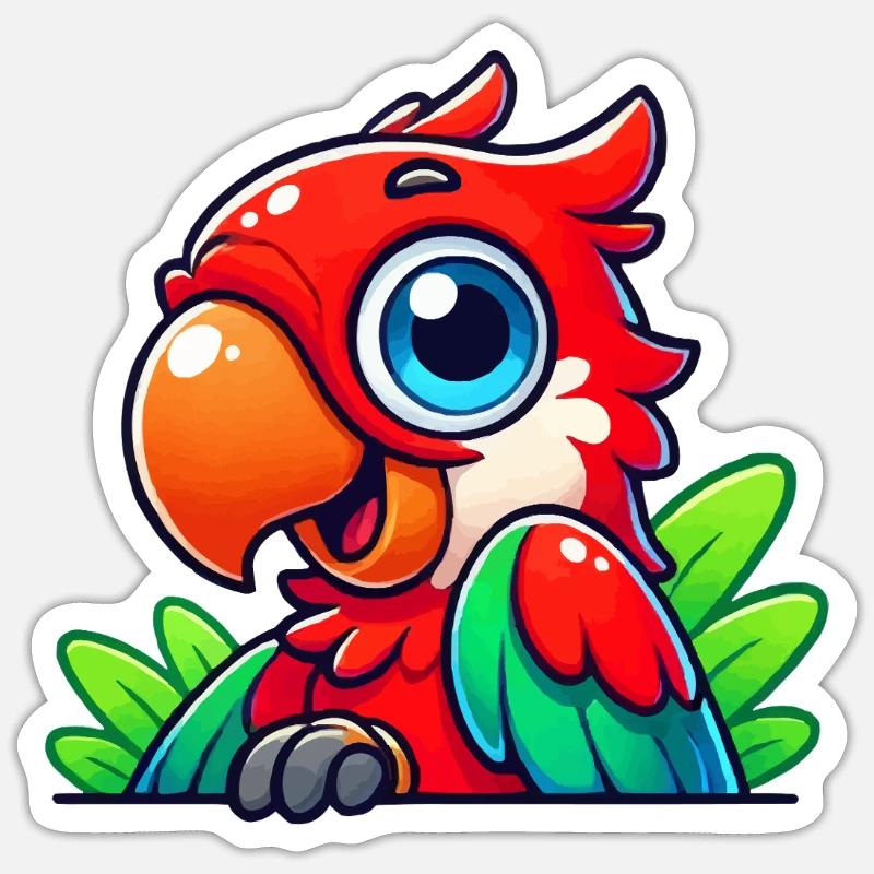 papagei comic Sticker Größe S (10 x 10 cm)