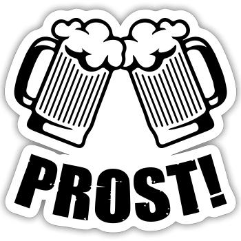 bier prost - Sticker Größe S (10 x 10 cm) - Mattweiß - Vorne