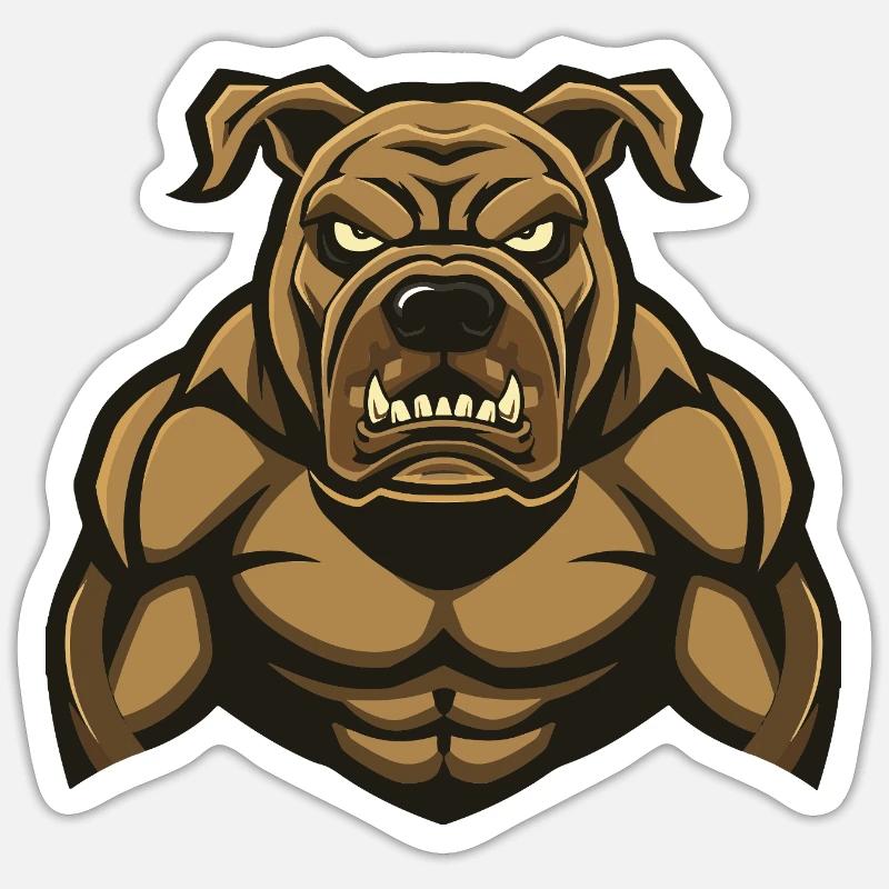 Mastiff Chien Muscles Musculation - Sticker taille S (10 x 10 cm) - blanc mat