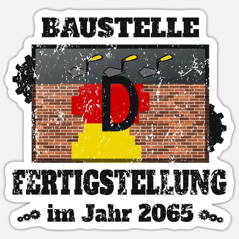 Baustelle Deutschland - Sticker Größe S (10 x 10 cm) - Mattweiß