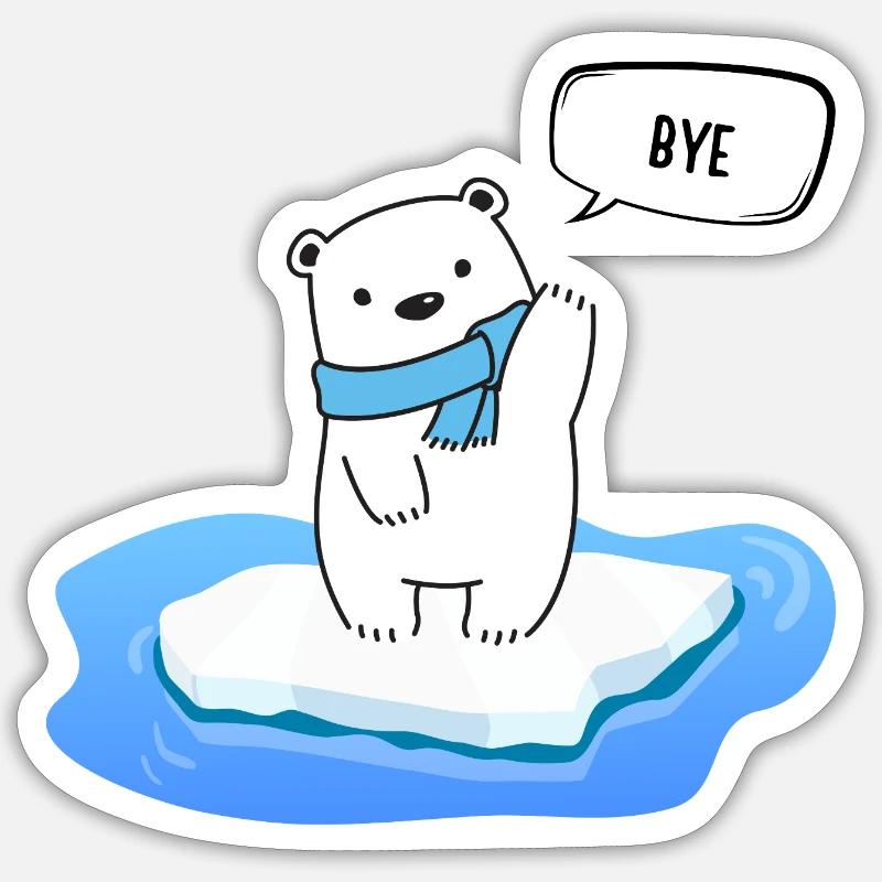 Kleiner Eisbär auf schmelzendem Eis - Bye Sticker Größe S (10 x 10 cm)