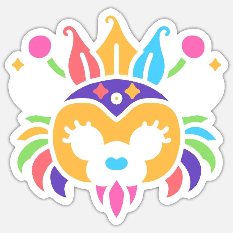 masque carnaval - Sticker taille S (10 x 10 cm) - blanc mat