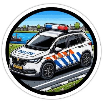 Police car NL - Sticker size S (10 x 10 cm) - white matte - Front