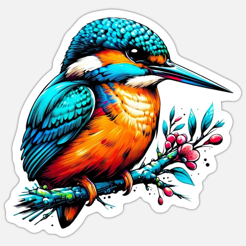 Kingfisher - Sticker size S (10 x 10 cm) - white matte