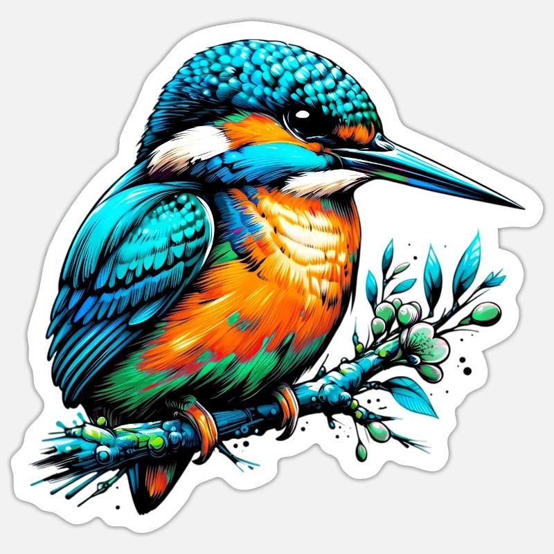 Eisvogel - Sticker Größe S (10 x 10 cm) - Mattweiß
