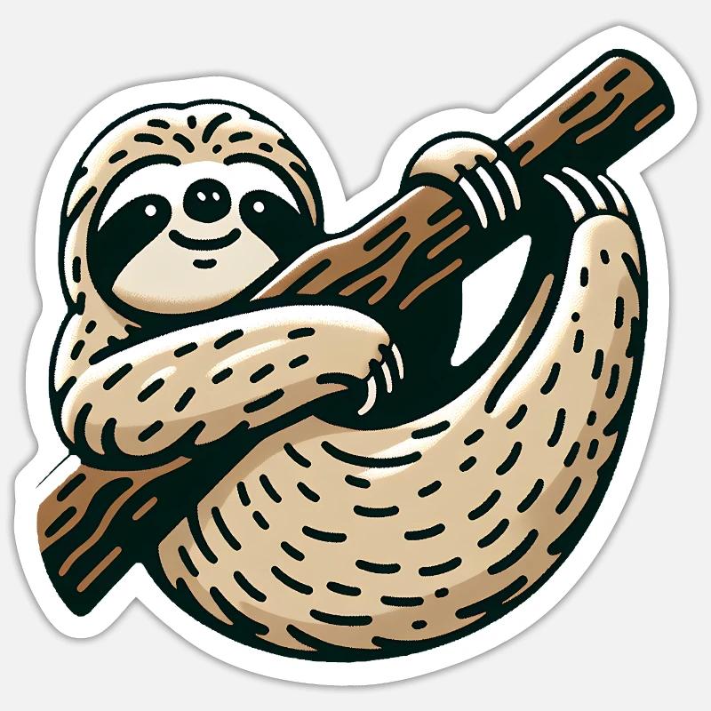 Cute sloth on tree stay calm Sticker size S (10 x 10 cm)
