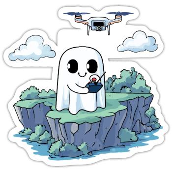 Geist Drohne Halloween - Sticker Größe S (10 x 10 cm) - Mattweiß - Vorne