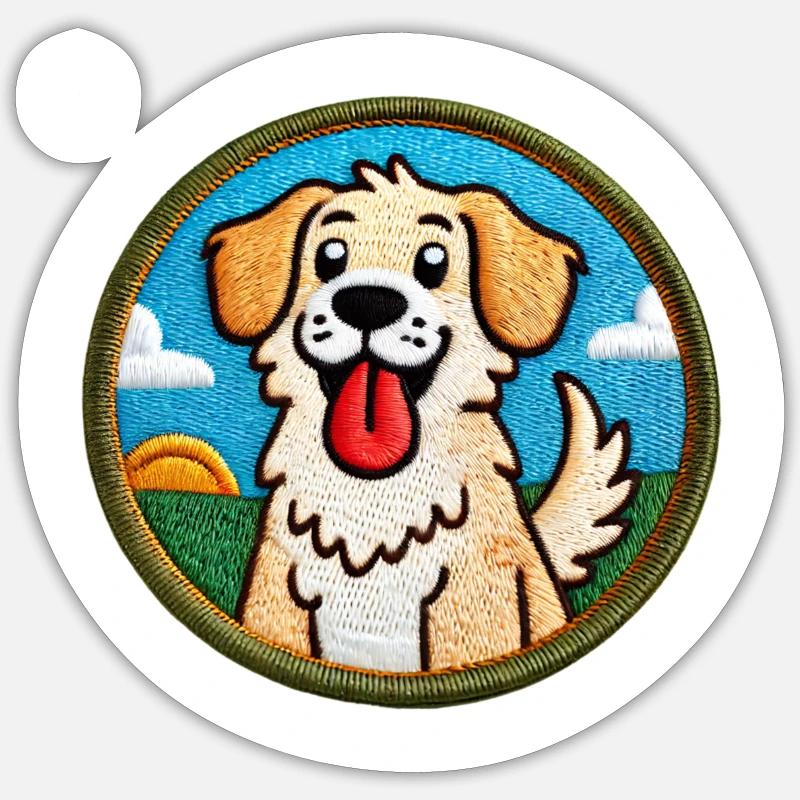 Chien mignon - Sticker taille S (10 x 10 cm) - blanc mat
