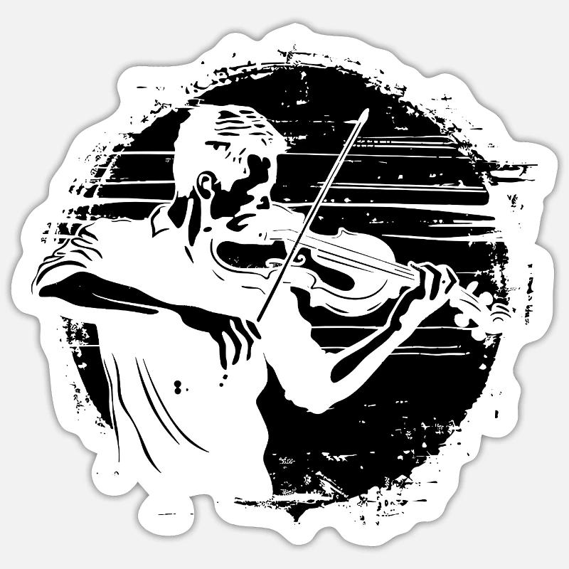 Violinist Drawing Sticker size S (10 x 10 cm)
