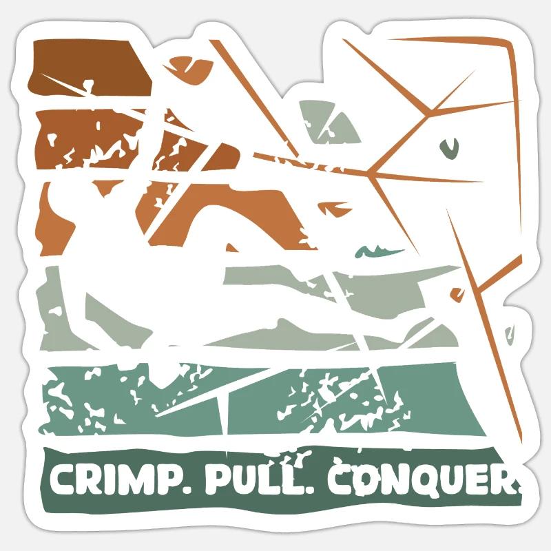 Bouldering – Crimping. Pull. Conquer. - Sticker size S (10 x 10 cm) - white matte