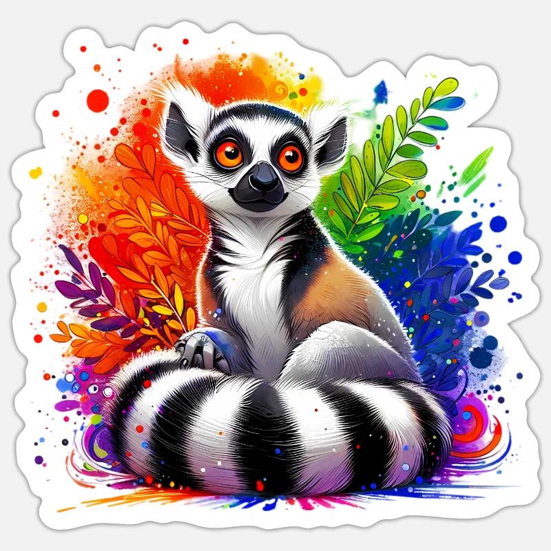 Lémurien - Sticker taille S (10 x 10 cm) - blanc mat